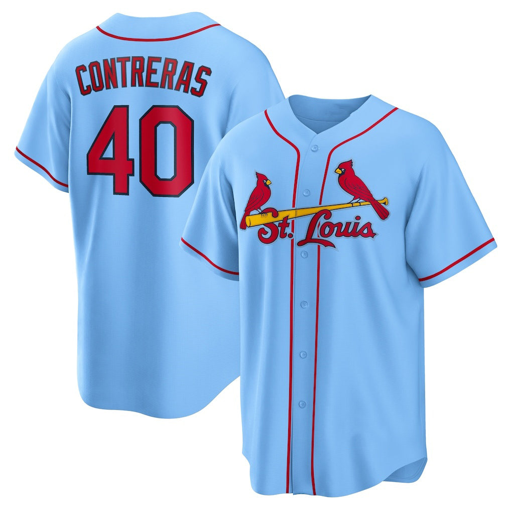 St. Louis Cardinals #40 Willson Contreras Light Blue HOLBERT Alternate Replica Jersey