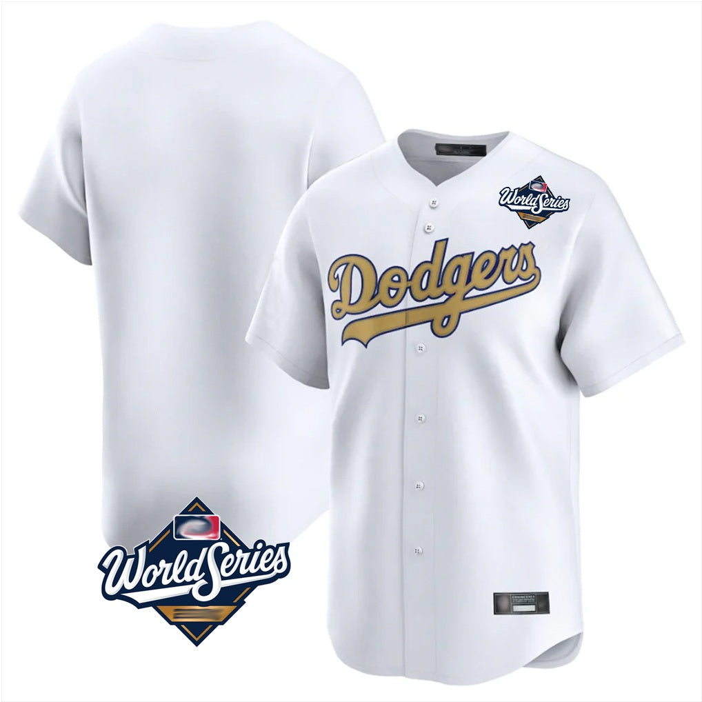 Los Angeles Dodgers Blank Player White Gold HOLBERT Collection Limited Home World Series Stitched Jerseys