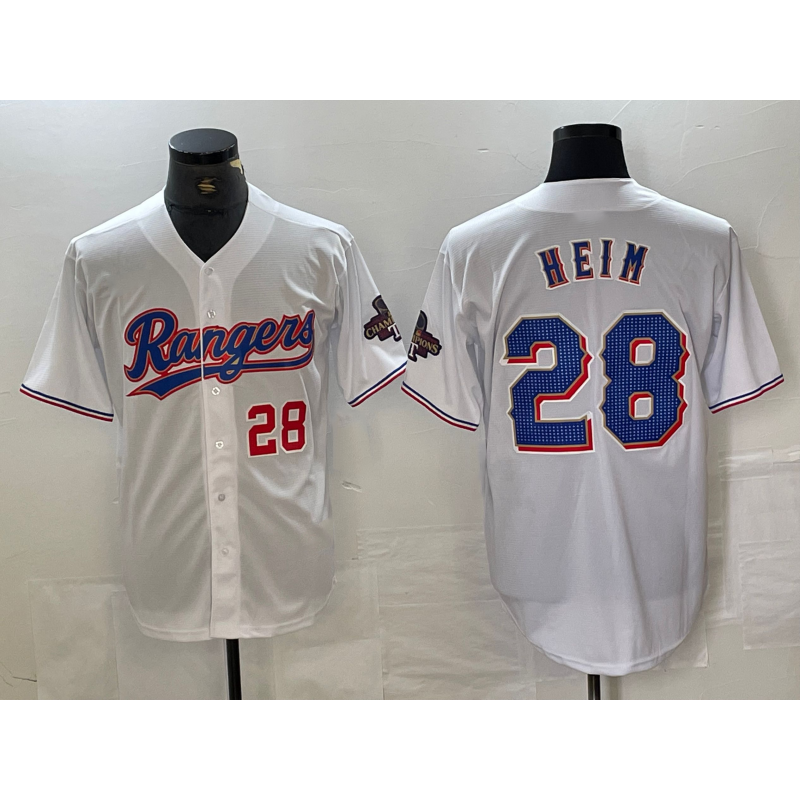 Texas Rangers #28 Jonah Heim Number White HOLBERT 2023 World Series Champions Cool Base Jersey 2