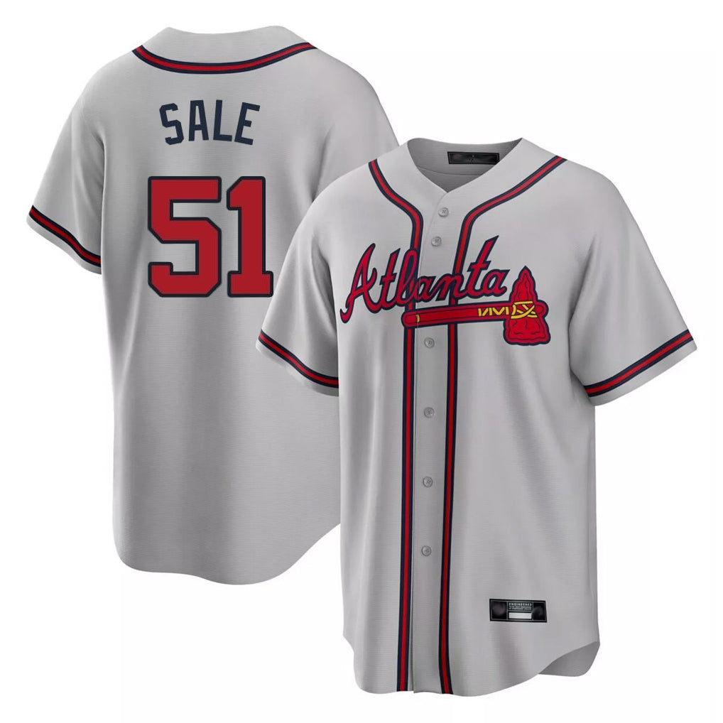 Atlanta Braves #51 Chris Sale Player Gray HOLBERT Home Game Stitched Jerseys