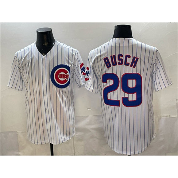 Chicago Cubs #29 Michael Busch White HOLBERT Cool Base Stitched Jersey