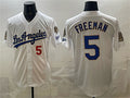 Los Angeles Dodgers #5 Freddie Freeman White HOLBERT 2026 Gold Collection 9x & B2B Champs Patch Stitched Jersey