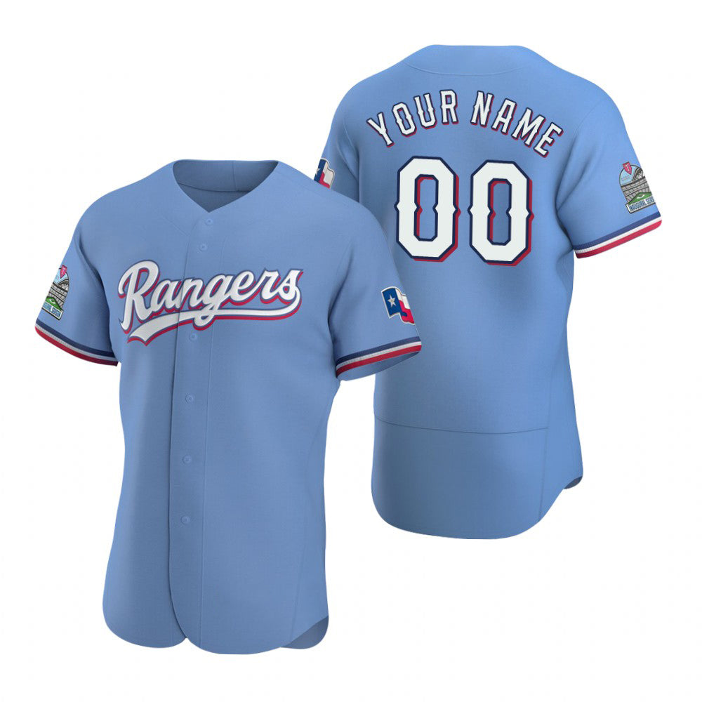 Custom Texas Rangers Light Blue HOLBERT Stitched Flex Base Jersey