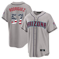 Arizona Diamondbacks #57 Eduardo Rodriguez Player Gray HOLBERT USA 250 Fourth of July Home Game Stitched Jerseys