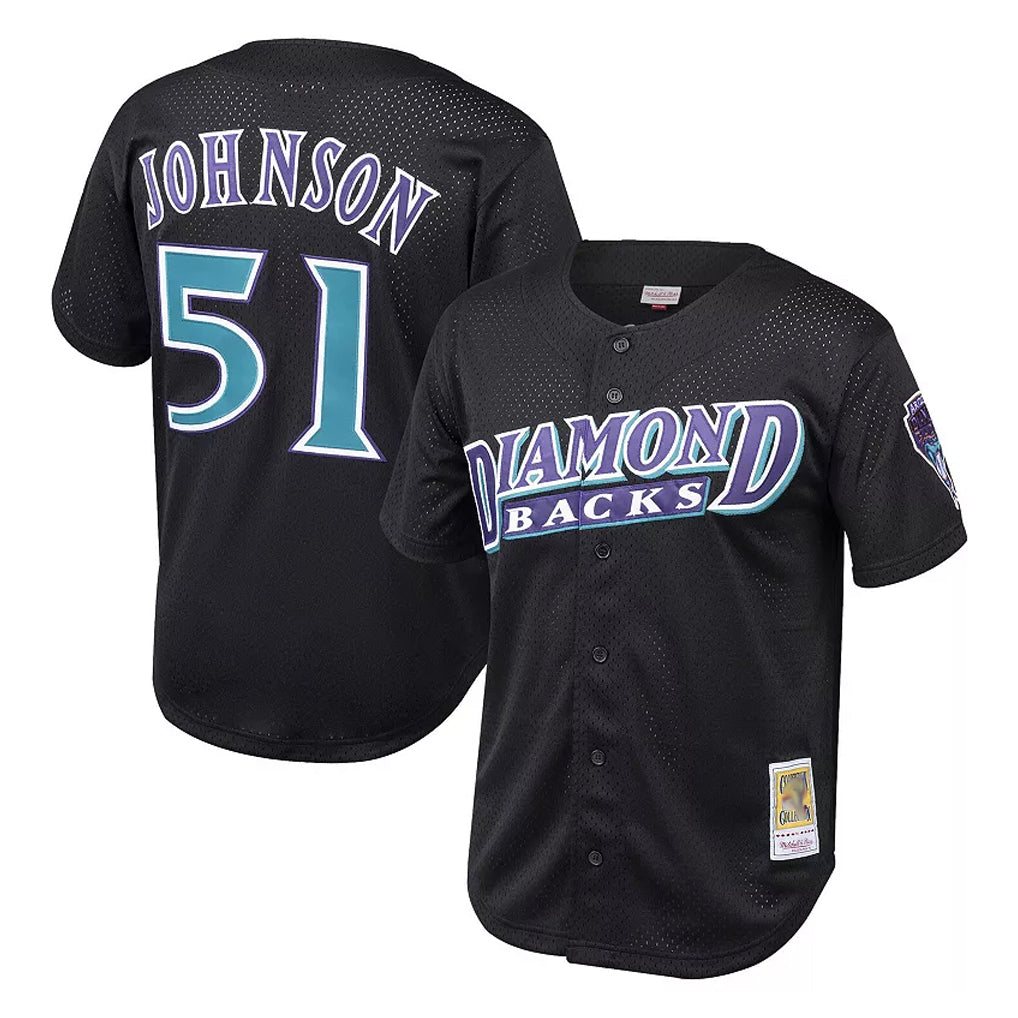 Arizona Diamondbacks #51 Randy Johnson Player Black HOLBERT Mitchell & Ness Throwback Cooperstown Collection Mesh Limited Stitched Jerseys