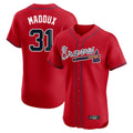Atlanta Braves #31 Greg Maddux Player Red HOLBERT Limited Elite Home Game Stitched Jerseys