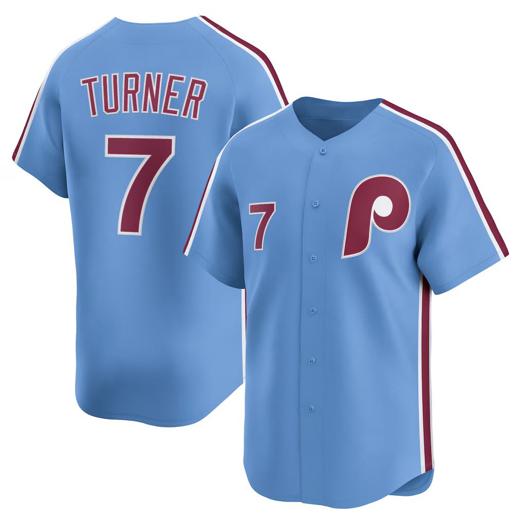 Philadelphia Phillies #7 Trea Turner Light Blue HOLBERT Alternate Limited Player Jersey