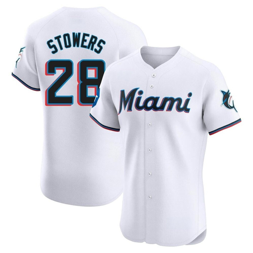 Miami Marlins #28 Kyle Stowers Player White HOLBERT Home Limited Elite Stitched Jerseys