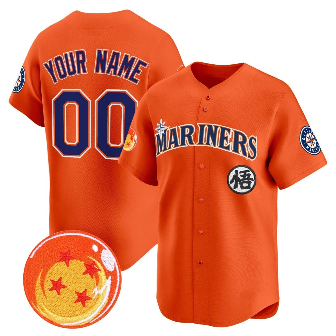 Custom Seattle Mariners x Dragon Ball Orange HOLBERT Vapor Premier Limited Jersey - All Stitched