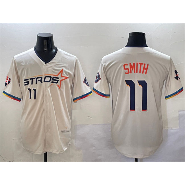 Houston Astros #11 Cam Smith Cream HOLBERT 2025 City Connect With Texas Patch Limited Stitched Jersey