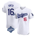 Los Angeles Dodgers #16 Will Smith Player White HOLBERT World Series Meet Limited Elite Home Stitched Jerseys