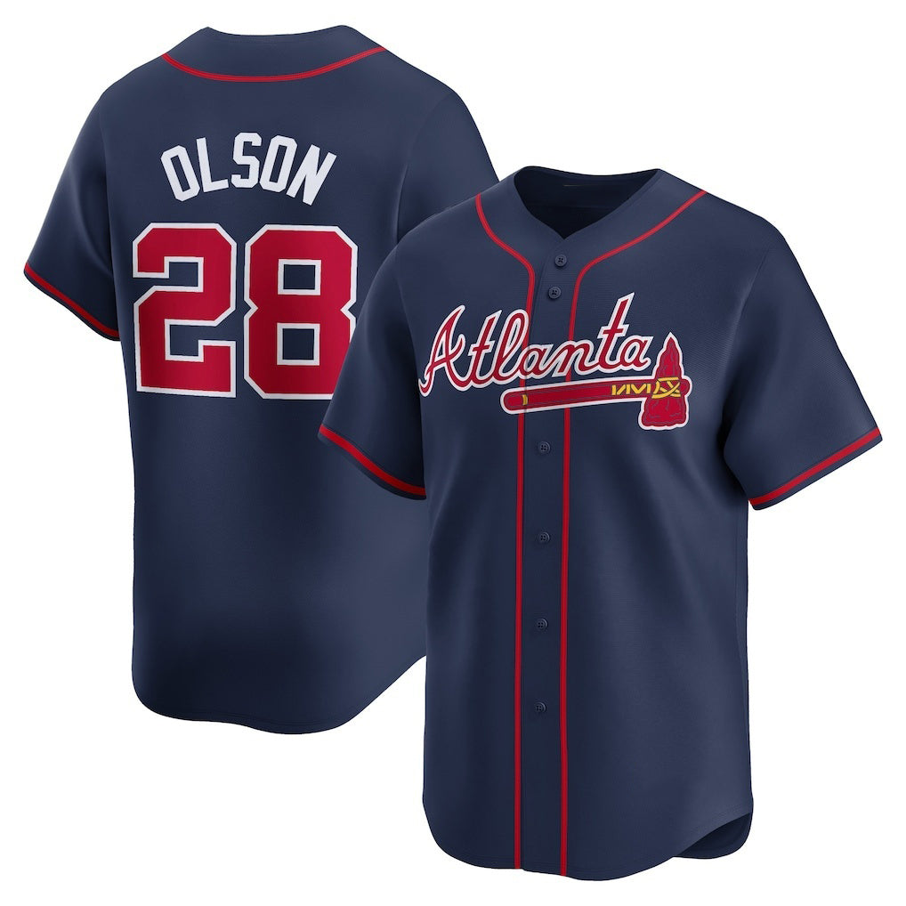 Atlanta Braves #28 Matt Olson Navy HOLBERT Alternate Limited Player Jersey