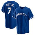 Kansas City Royals #7 Bobby Witt Jr. Rush Blue HOLBERT Alternate 2 Replica Jersey