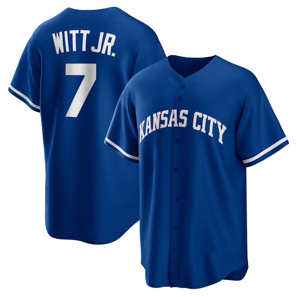 Kansas City Royals #7 Bobby Witt Jr. Rush Blue HOLBERT Alternate 2 Replica Jersey