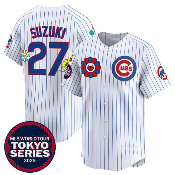 Chicago Cubs #27 Seiya Suzuki White HOLBERT 2025 Tokyo Series Limited Stitched Jersey