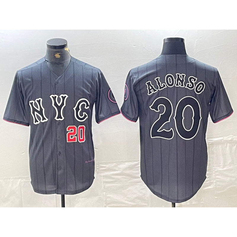 New York Mets #20 Pete Alonso Number Grey HOLBERT 2024 City Connect Cool Base Stitched Jerseys