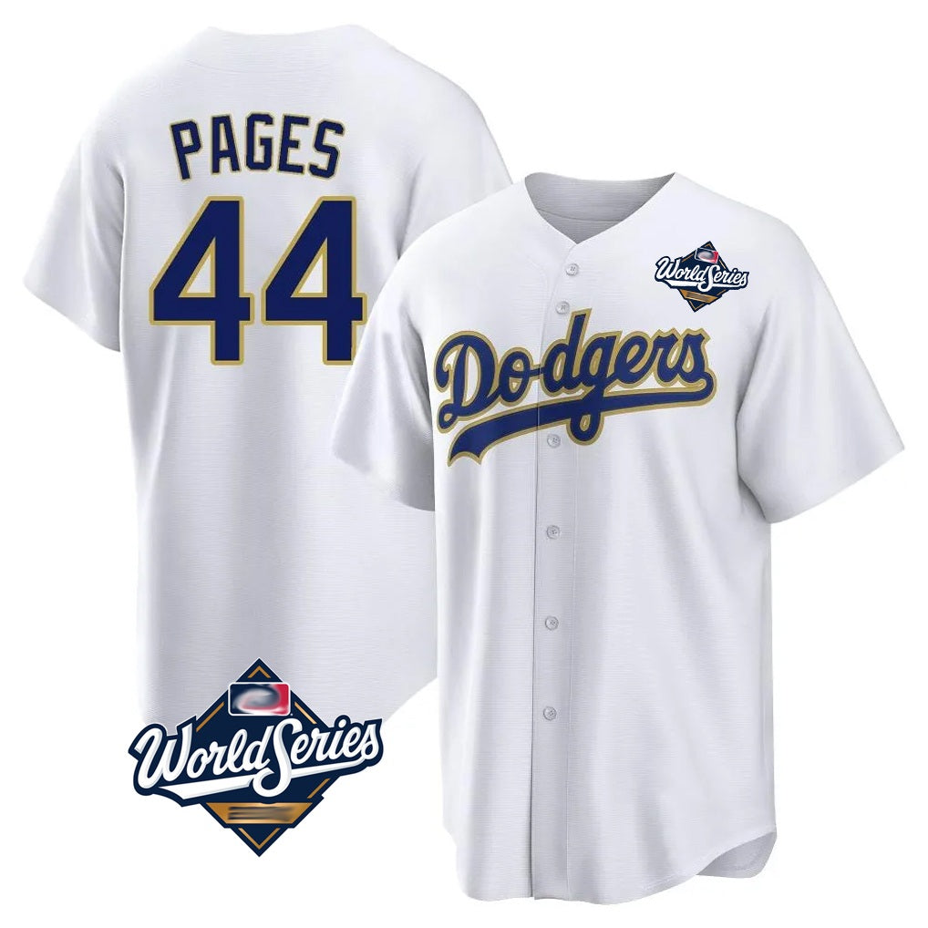 Los Angeles Dodgers #44 Andy Pages Player Gold White HOLBERT World Series 2026 Collection Stadium Game Stitched Jerseys