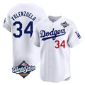 Los Angeles Dodgers #34 Fernando Valenzuela Player White HOLBERT World Series Limited Home Stitched Jerseys