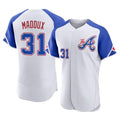 Atlanta Braves #31 Greg Maddux Player White HOLBERT City Connect Limited Elite Home Game Stitched Jerseys