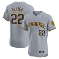 Milwaukee Brewers #22 Christian Yelich Player Gray HOLBERT Home Limited Elite Stitched Jerseys