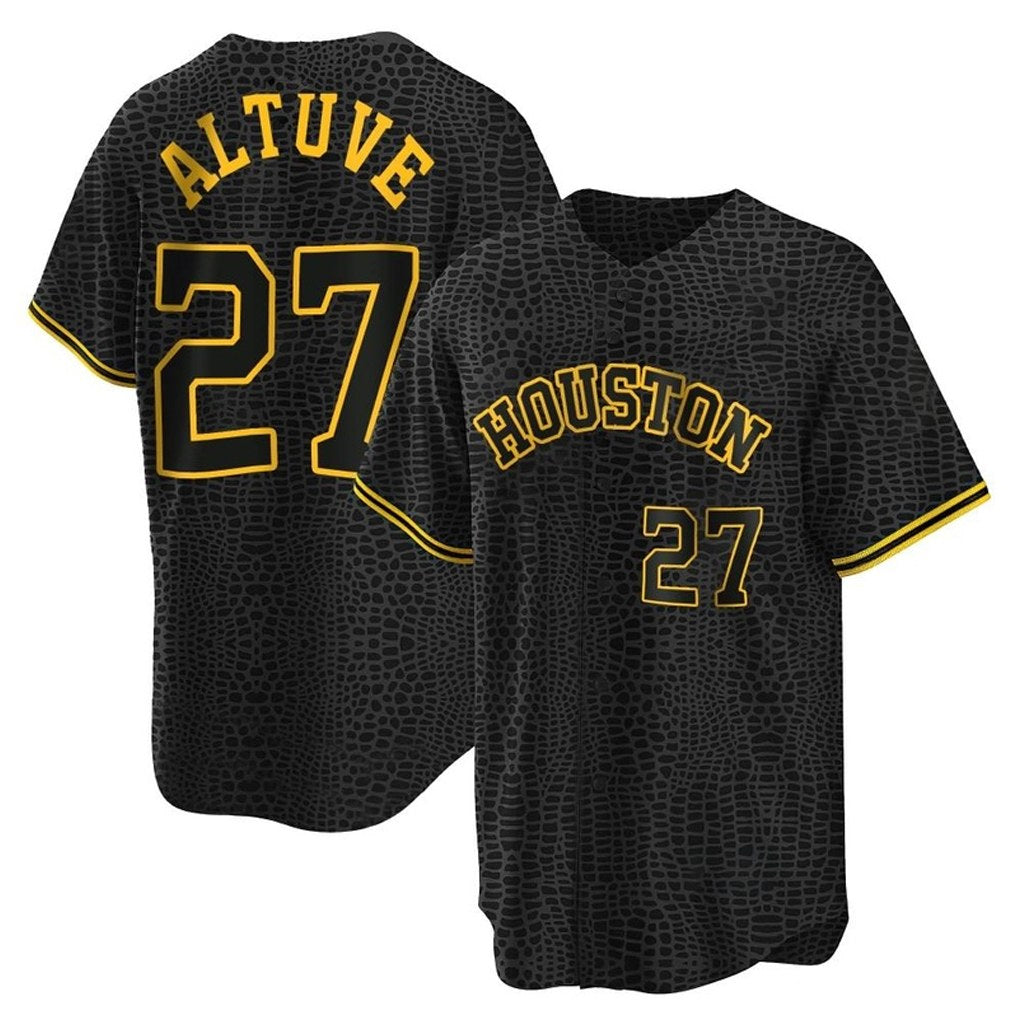 Houston Astros #27 Jose Altuve Player Black HOLBERT Snake Skin City Home Game Stitched Jerseys