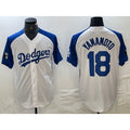 Los Angeles Dodgers #18 Yoshinobu Yamamoto White Blue HOLBERT Fashion Stitched Cool Base Limited Jerseys