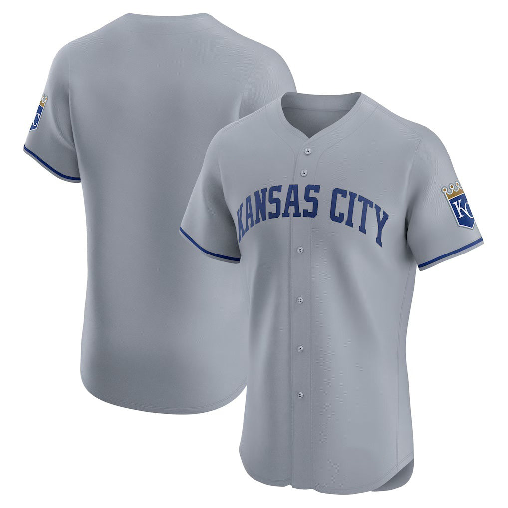 Kansas City Royals Gray HOLBERT Road Vapor Premier Elite Patch Jersey