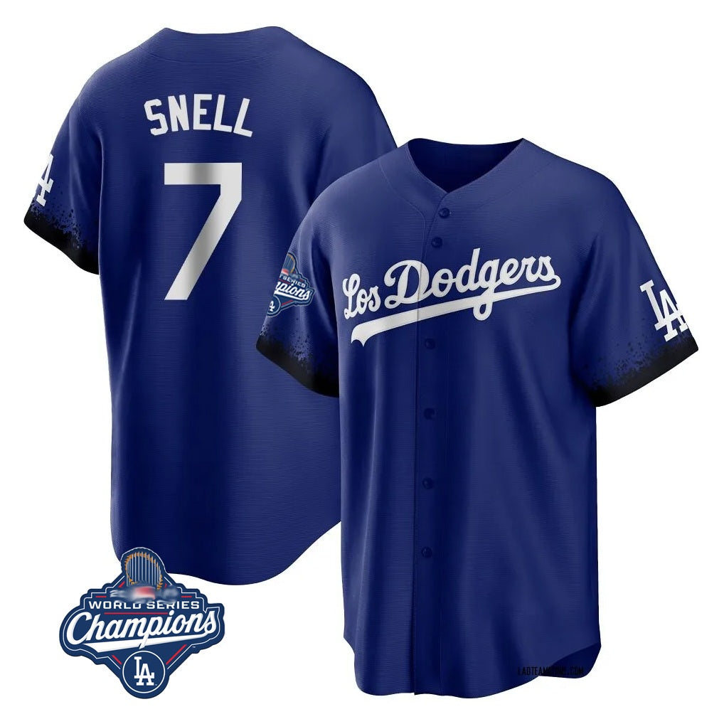 Los Angeles Dodgers #7 Blake Snell Player Royal HOLBERT City Connect Game World Series Meet Stitched Jerseys
