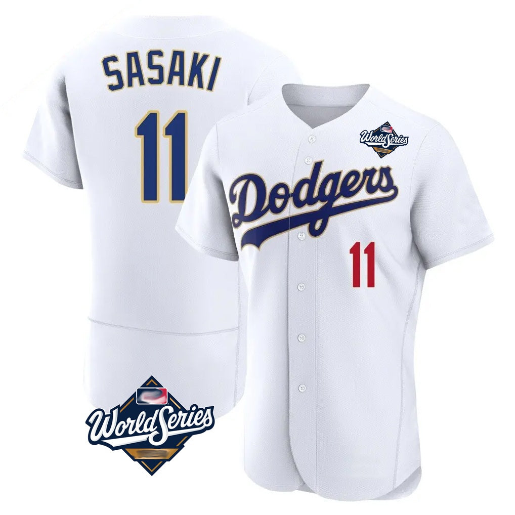 Los Angeles Dodgers #11 Roki Sasaki Player Gold White HOLBERT World Series 2026 Collection Stadium Limited Elite Stitched Jerseys