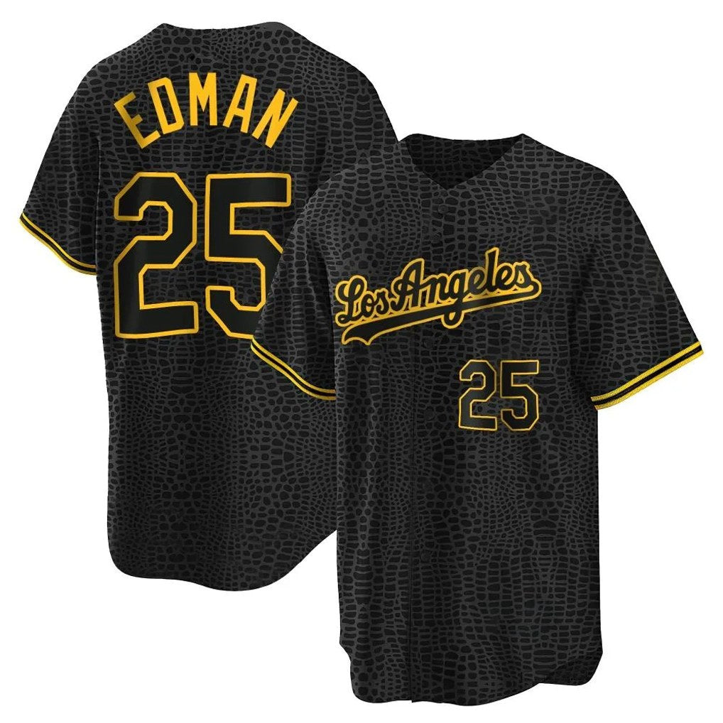 Los Angeles Dodgers #25 Tommy Edman Player Black HOLBERT Snake Skin City Game Home Stitched Jerseys