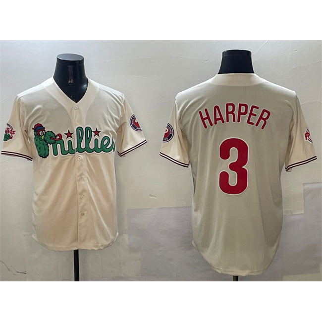 Philadelphia Phillies #3 Bryce Harper Cream HOLBERT Phanatic Limited Stitched Jersey