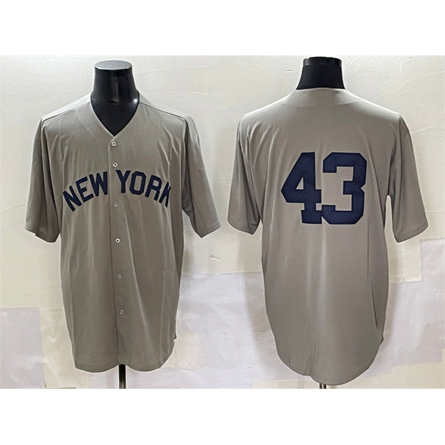 New York Yankees #43 Jonathan Lo¨¢isiga Gray HOLBERT Cool Base Stitched Jersey