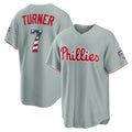 Philadelphia Phillies #7 Trea Turner USA 250 Fourth of July Road Stadium Jersey - Gray HOLBERT