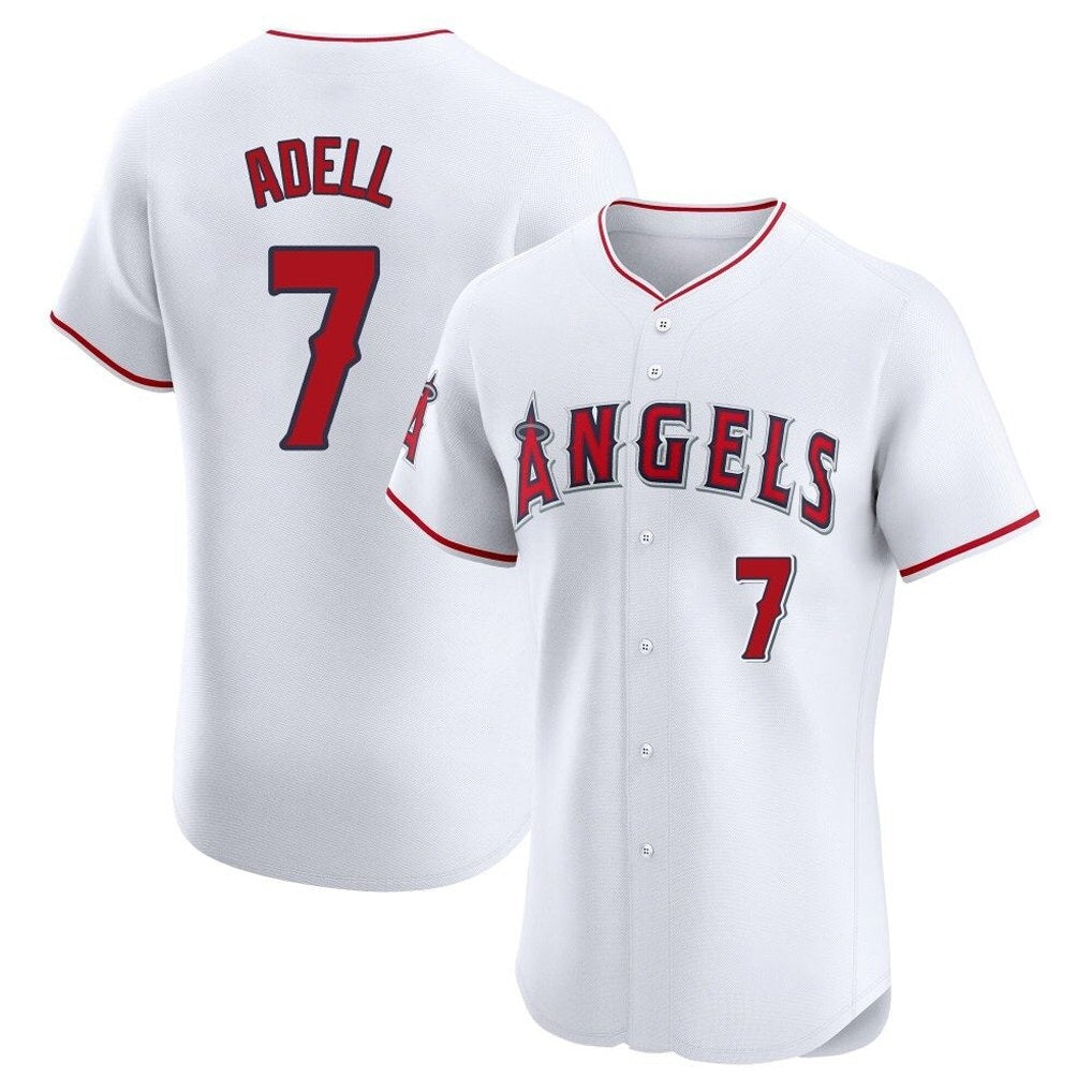 Los Angeles Angels #7 Jo Adell Player White HOLBERT Limited Elite Stitched Home Jerseys