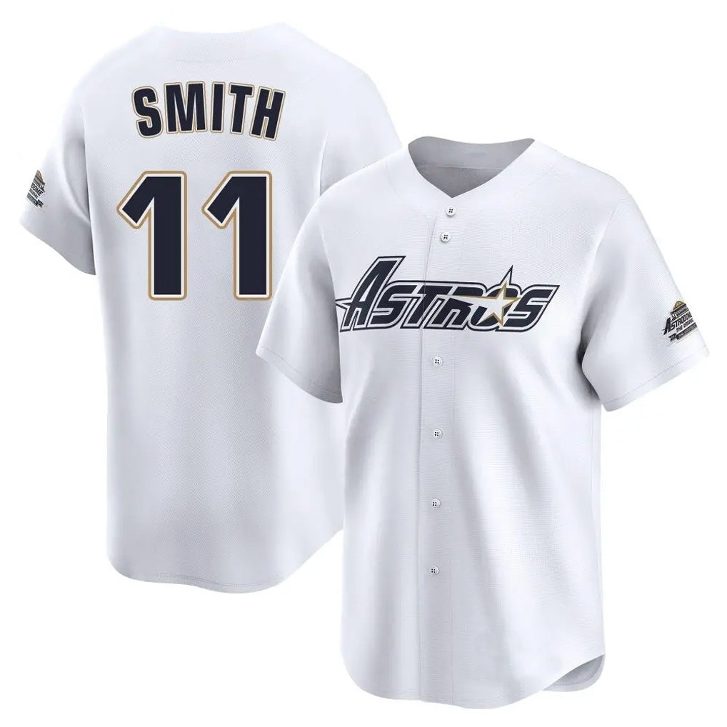Houston Astros #11 Cam Smith Player White HOLBERT Throwback Cooperstown Collection Limited Stitched Jerseys