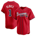 Atlanta Braves #1 Ozzie Albies Player Red HOLBERT Limited Home Game Stitched Jerseys