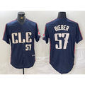 Cleveland Guardians #57 Shane Bieber Number Navy HOLBERT 2024 City Connect Limited Stitched Jersey 2