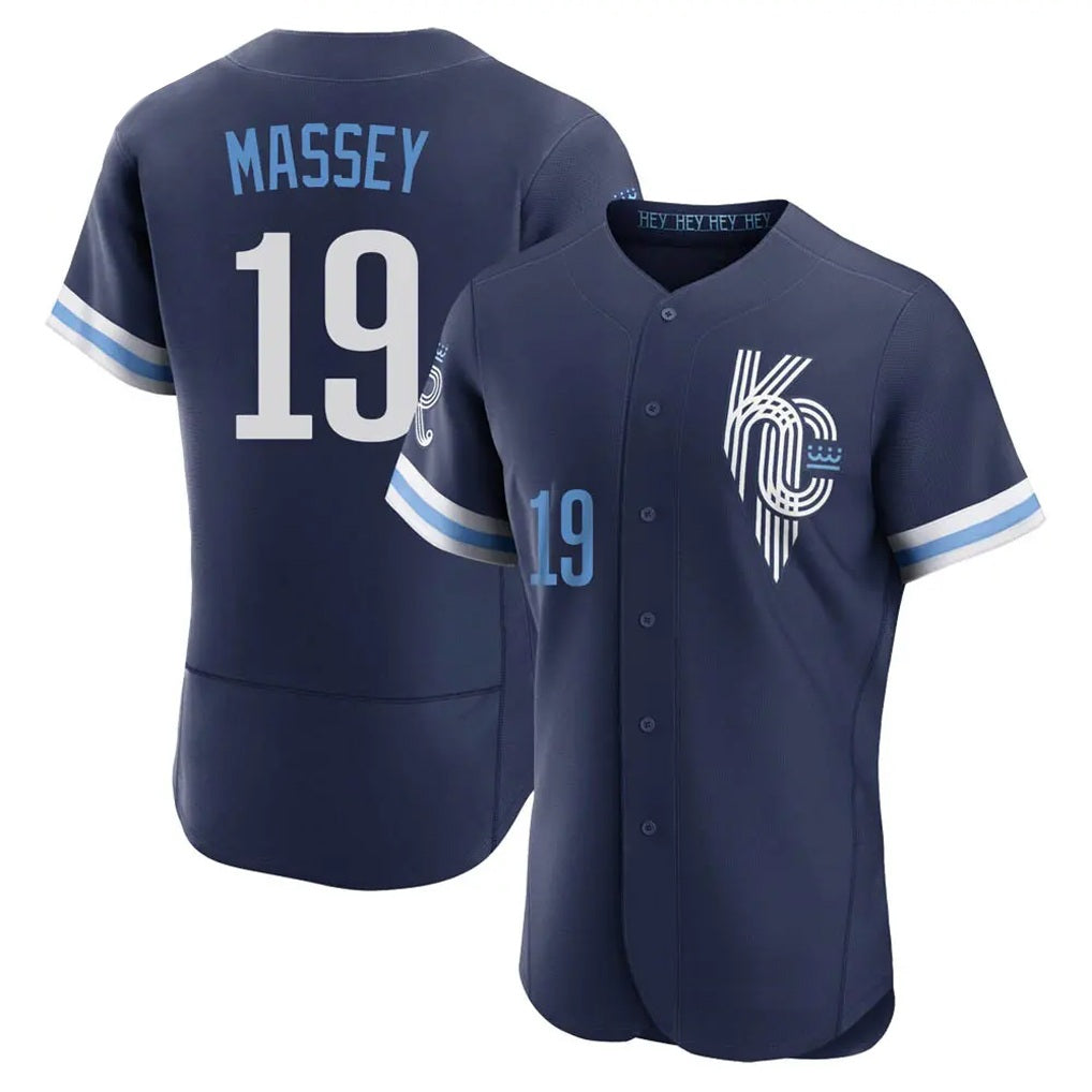 Kansas City Royals #19 Michael Massey Player Navy HOLBERT City Connect Limited Elite Home Stitched Jerseys