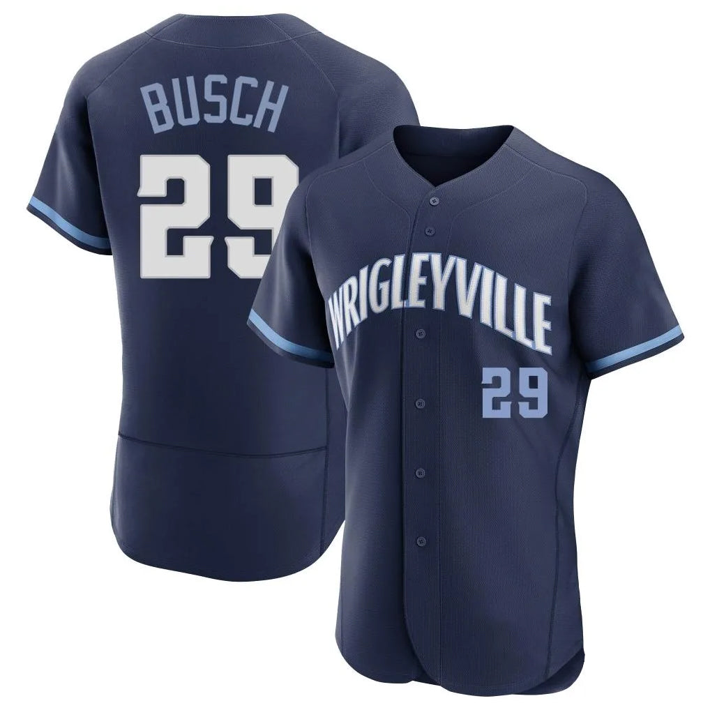 Chicago Cubs #29 Michael Busch Player Navy HOLBERT City Connect Limited Elite Home Stitched Jerseys