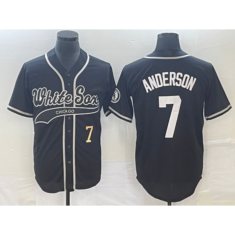 Chicago White Sox #7 Tim Anderson Number Black HOLBERT Cool Base Stitched Jersey