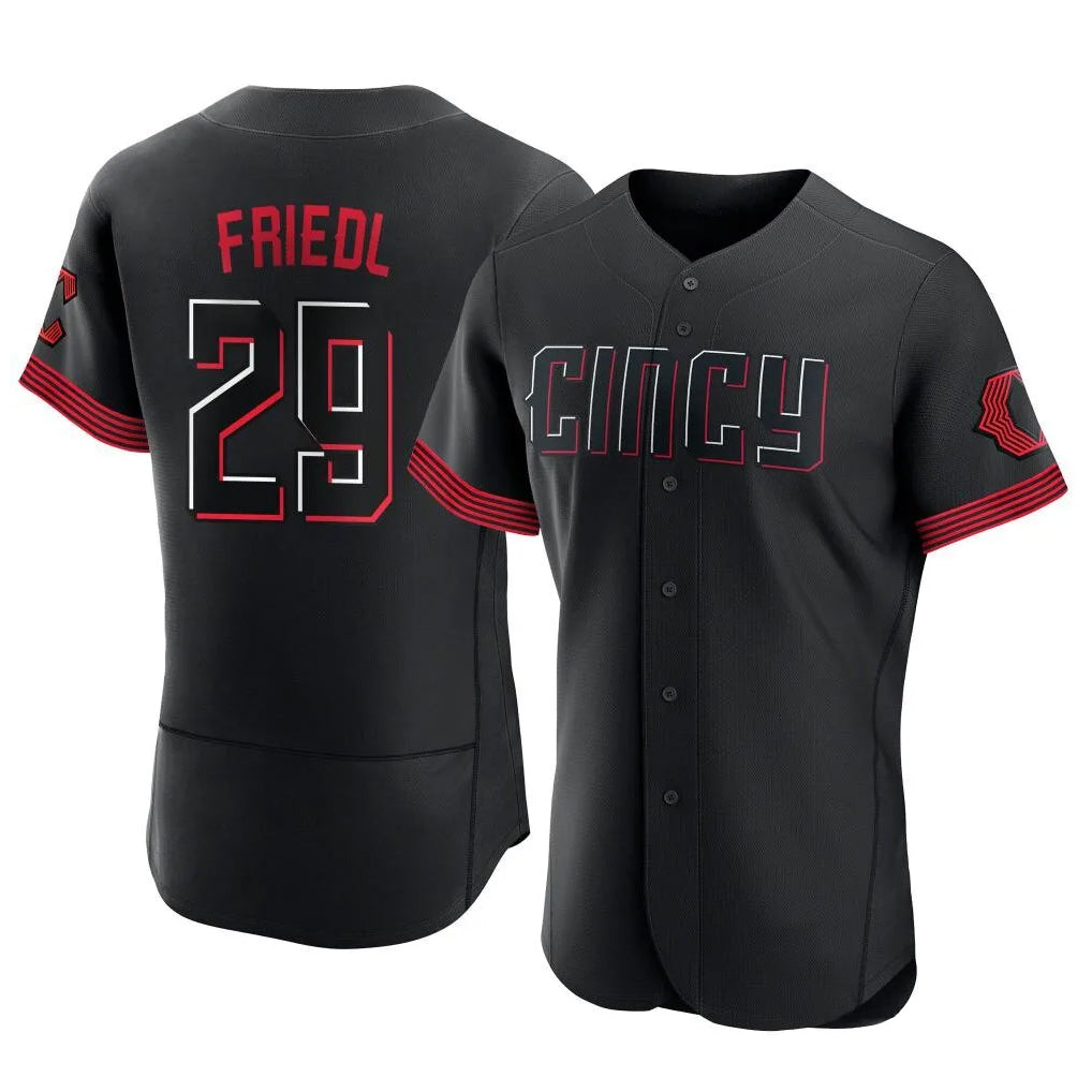 Cincinnati Reds #29 TJ Friedl Player Black HOLBERT City Connect Limited Elite Home Stitched Jerseys