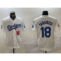 Los Angeles Dodgers #18 Yoshinobu Yamamoto White HOLBERT 2024 World Series With Fernando Memorial Patch Home Limited Stitched Jerseys