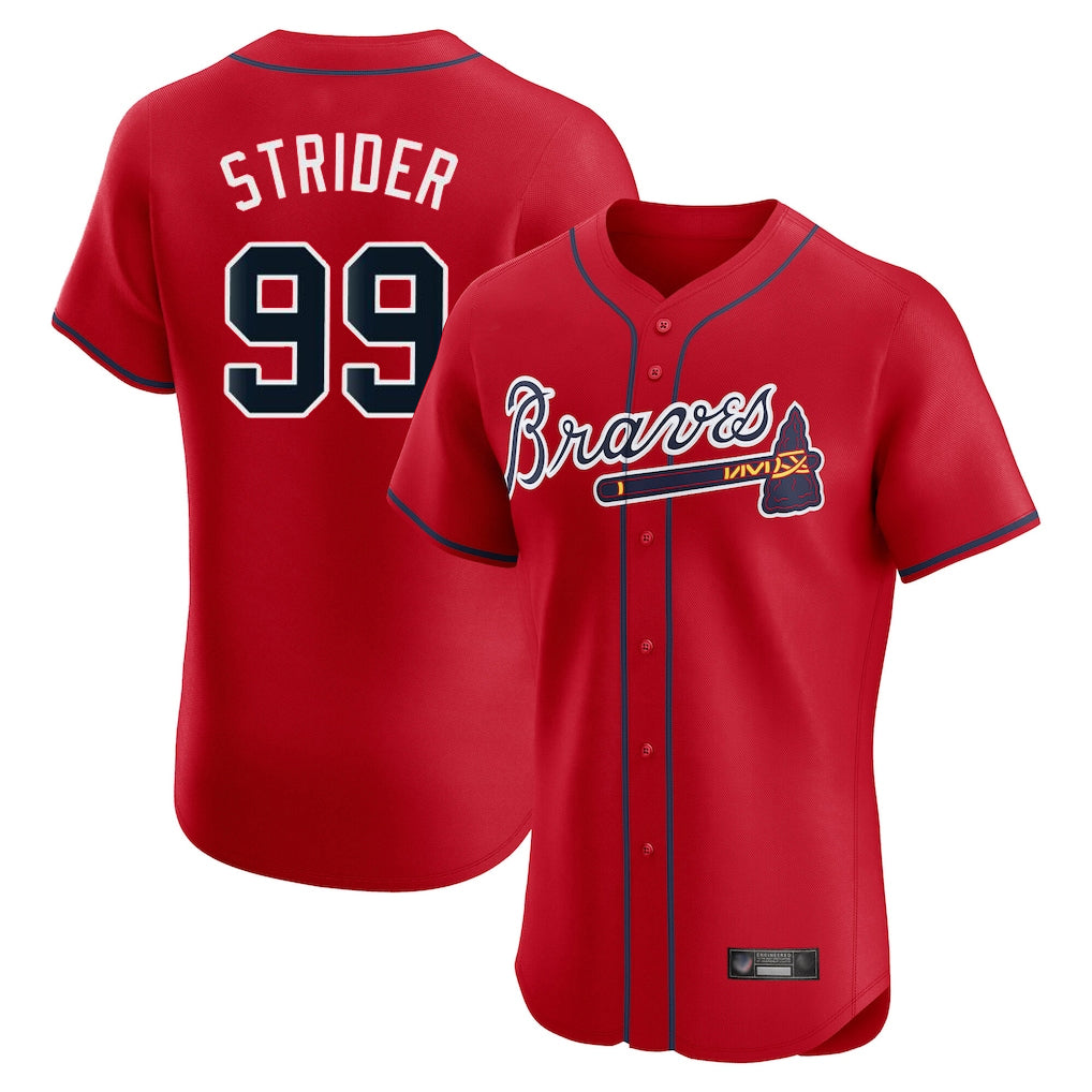 Atlanta Braves #99 Spencer Strider Player Red HOLBERT Limited Elite Home Game Stitched Jerseys