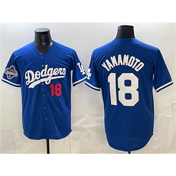 Los Angeles Dodgers #18 Yoshinobu Yamamoto Royal HOLBERT 2025 World Series Champions Patch Limited Stitched Jersey