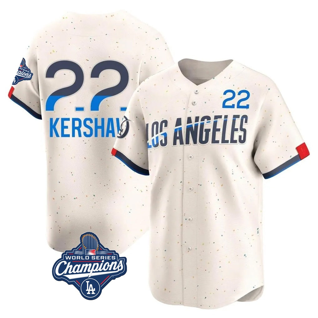 Los Angeles Dodgers #22 Clayton Kershaw Player Cream HOLBERT World Series Meet City Connect Limited Home Stitched Jerseys