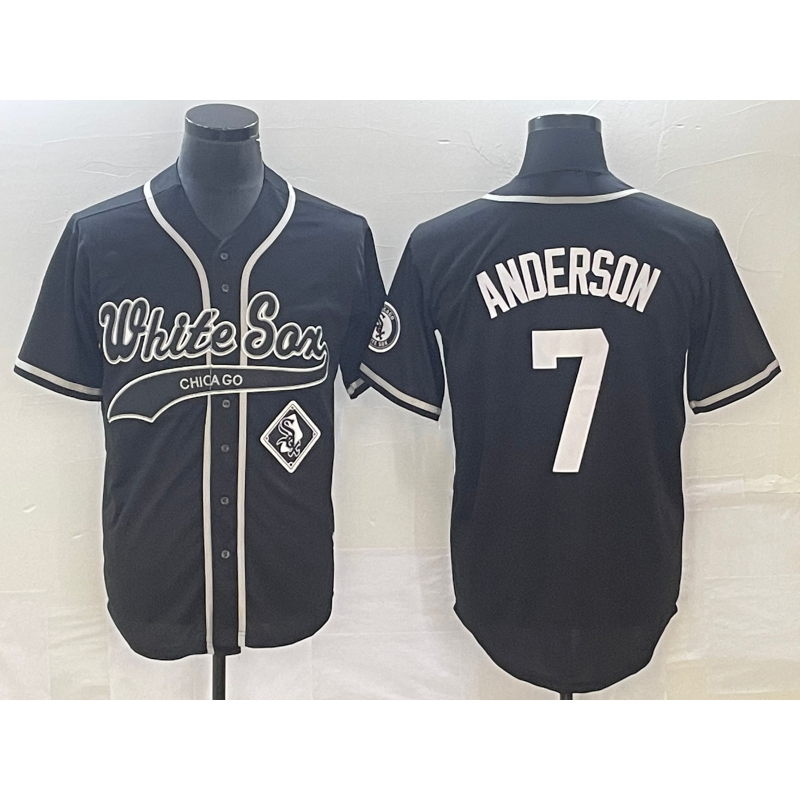 Chicago White Sox #7 Tim Anderson Black HOLBERT Cool Base Stitched Jersey 2
