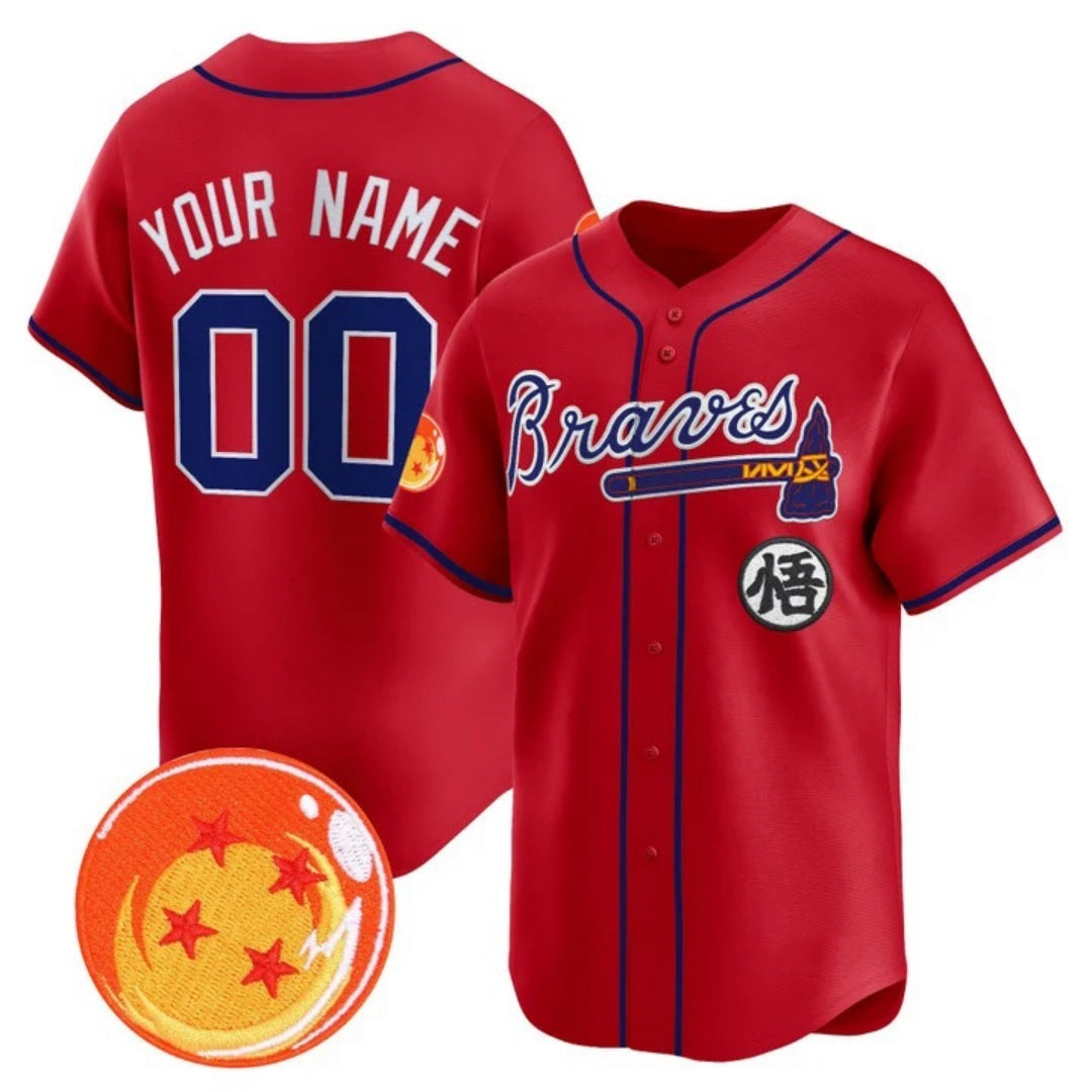 Custom Atlanta Braves x Dragon Ball Red HOLBERT Vapor Premier Limited Jersey - All Stitched