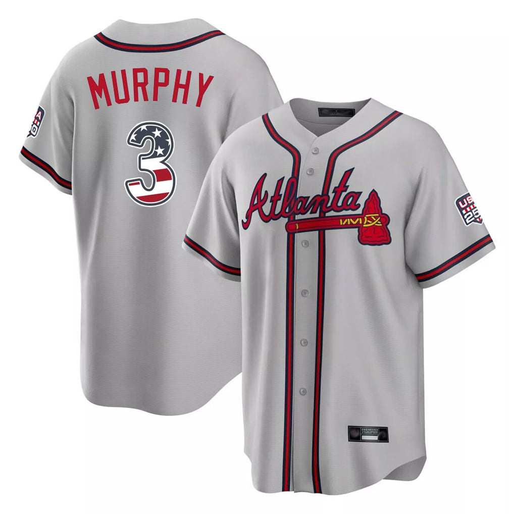 Atlanta Braves #3 Dale Murphy Player Gray HOLBERT USA 250 Fourth Of July Limited Home Game Stitched Jerseys