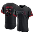 Cincinnati Reds #28 Eugenio Su¨¢rez Player Black HOLBERT City Connect Limited Elite Home Stitched Jerseys