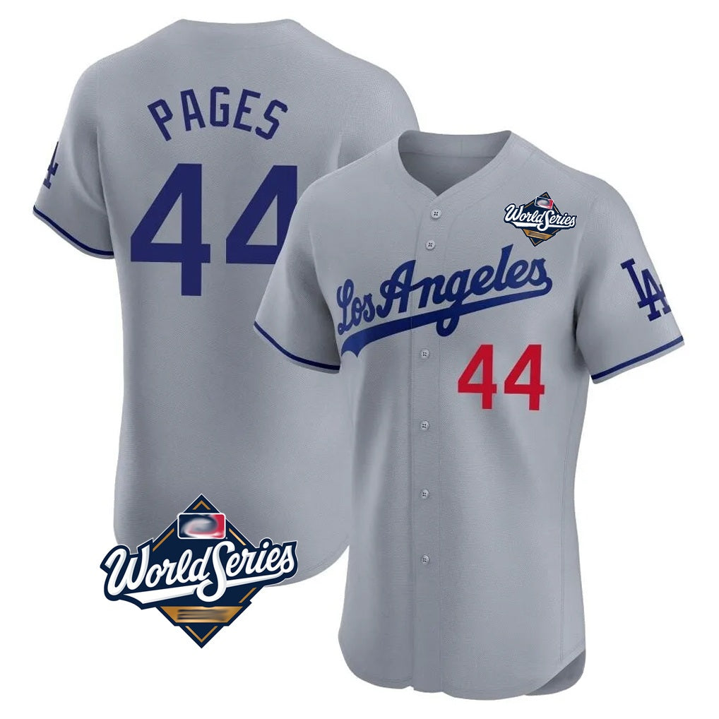 Los Angeles Dodgers #44 Andy Pages Player Gray HOLBERT World Series Limited Elite Home Stitched Jerseys